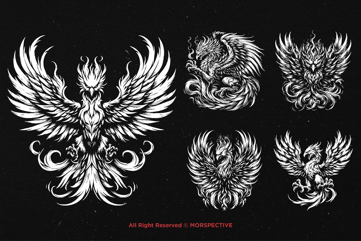 10 Bundle Dark Art Phoenix Flaming, an Illustration by Morspective (Photo 5 of 7)