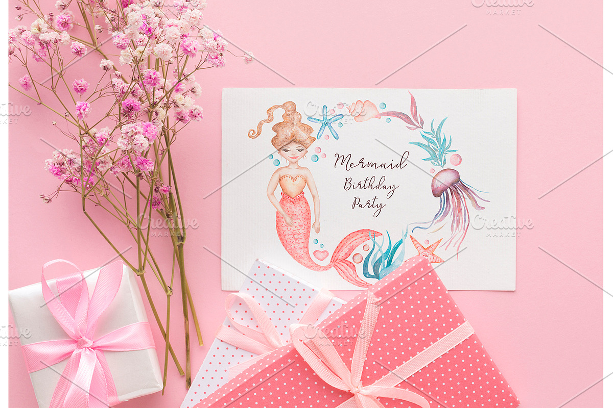 Watercolor Mermaid Collection, an Animal Illustration by MayaNavits (Photo 14 of 15)