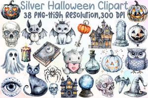Silver Halloween Clipart, an Illustration by Sublimation Artist
