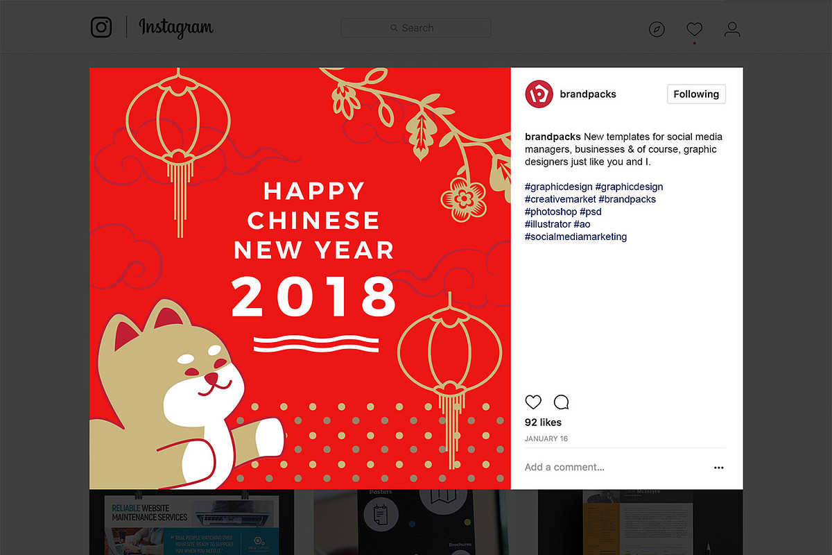 Chinese New Year Instagram Templates, a Social Media Template by BrandPacks (Photo 5 of 16)