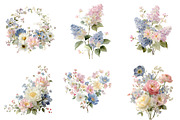 Watercolor Pastel Floral Clipart, an Illustration by DreamArtGraphic (Thumbnail 4 of 4)