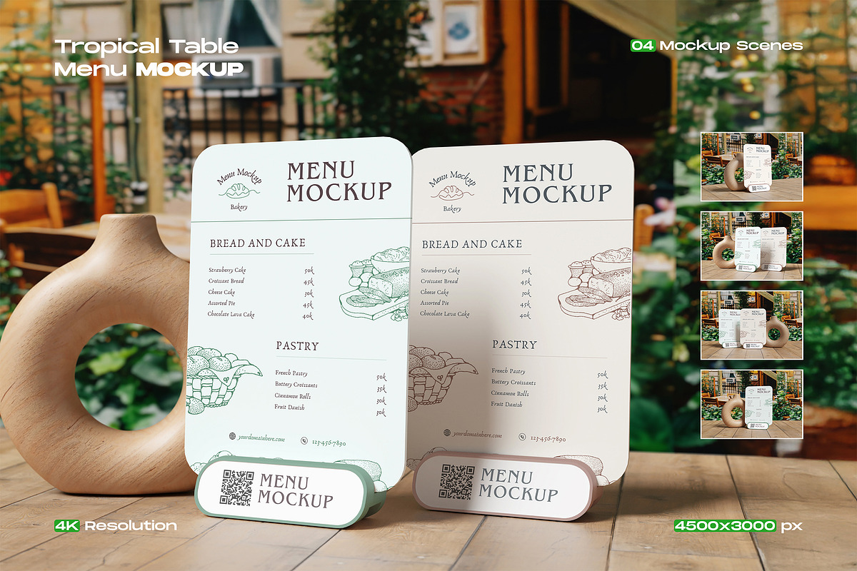 Tropical Table Menu Mockup, an Advertising Mockup by My Code Std (Photo 1 of 6)