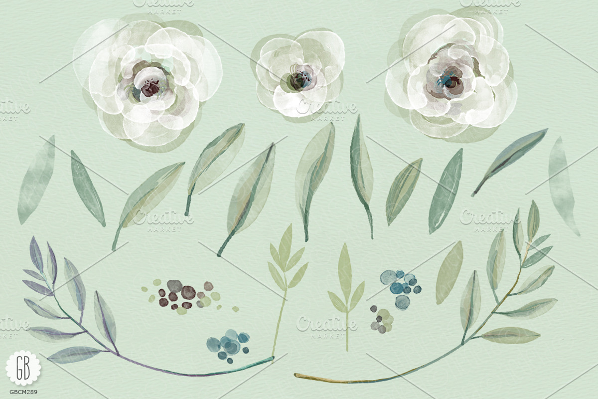 Watercolor roses and olive, a Decorative Illustration by GrafikBoutique (Photo 2 of 2)