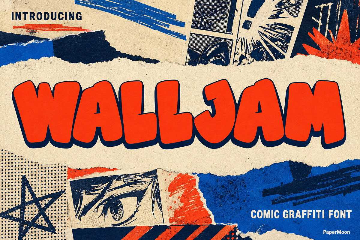 WallJam - Comic Graffiti Font Duo, a Handwritten Font by PaperMoon (Photo 6 of 6)