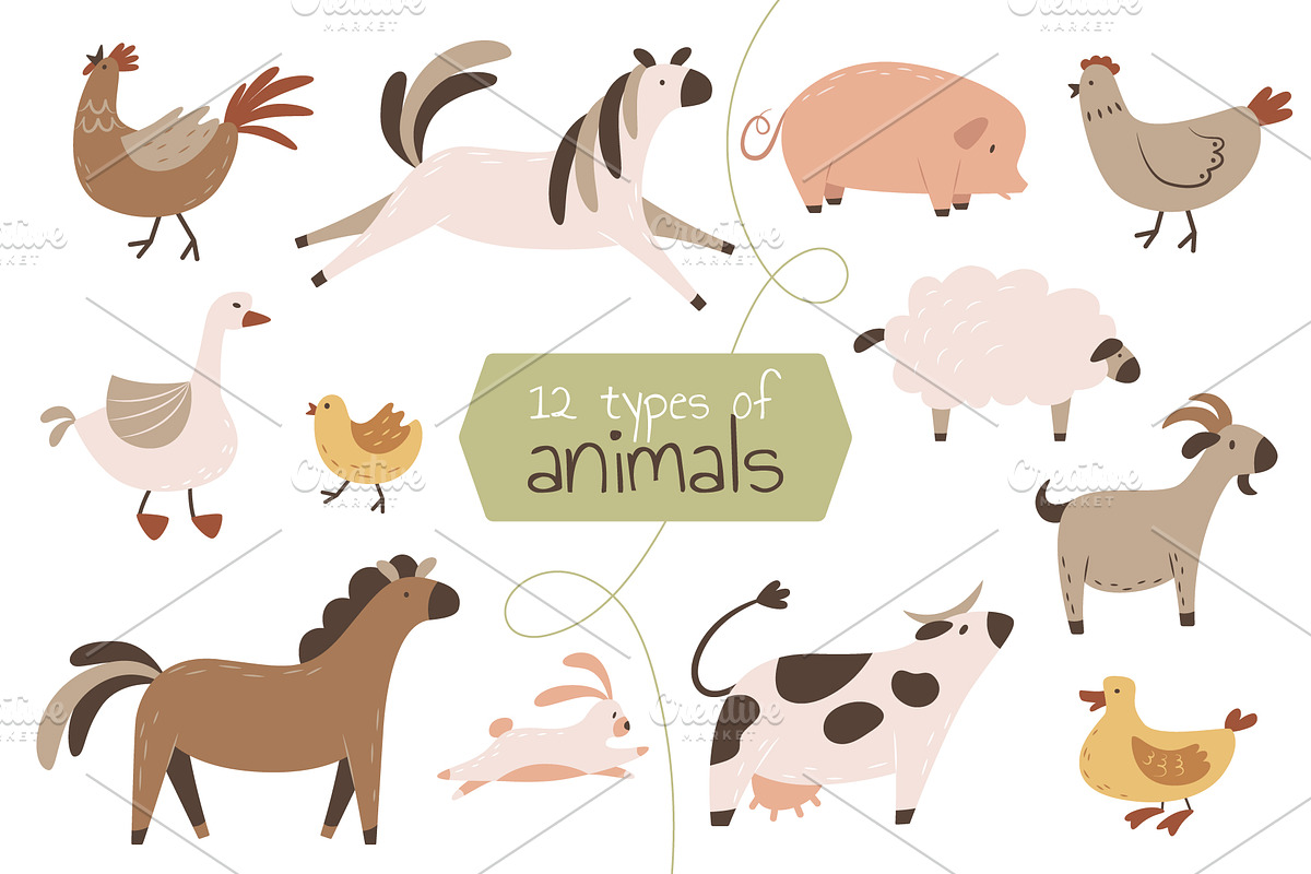 Farm Cliparts & Patterns, an Animal Illustration by Panna Limon Store (Photo 4 of 7)