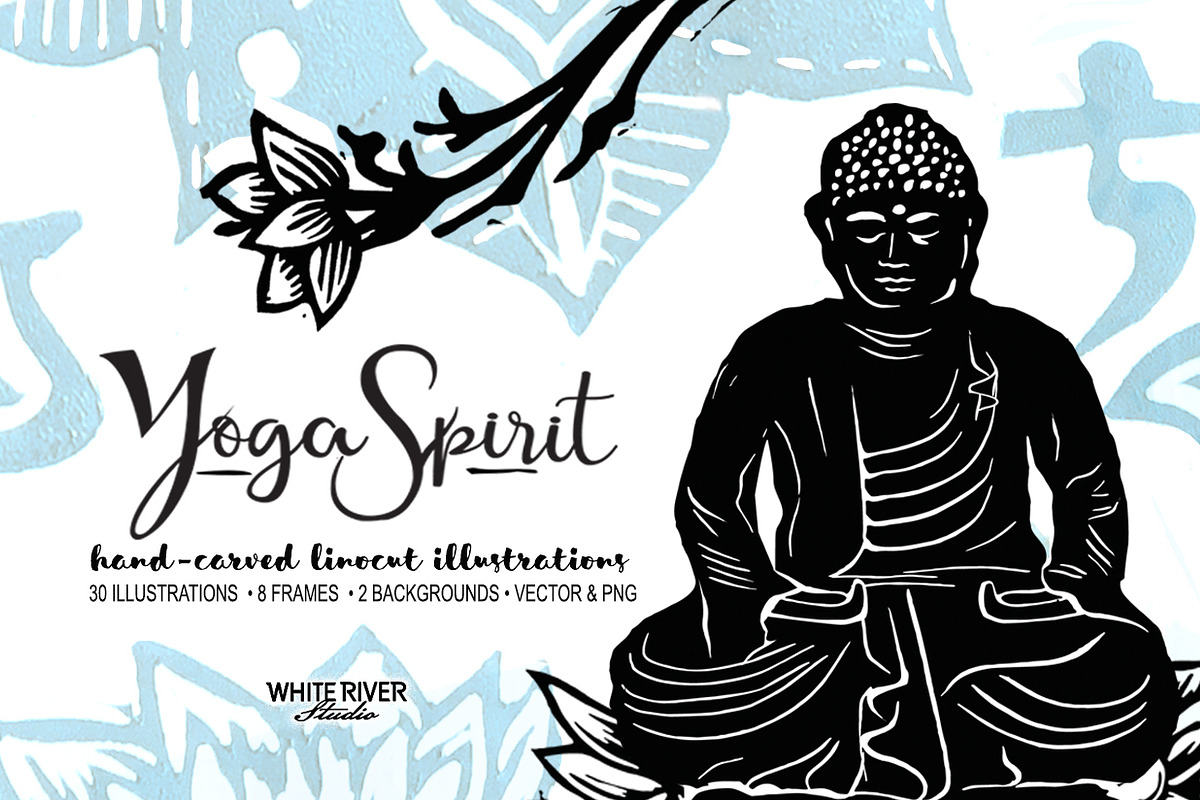 Yoga Spirit Linocuts, a Graphic by WhiteRiverStudio (Photo 1 of 5)