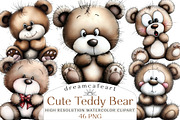 Cute Teddy Bear Emotions Clipart, an Illustration by DreamCafeArt (Thumbnail 1 of 8)