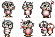 Quirky Valentine Owl Clipart, an Animal Illustration by Black Bird Studio (Thumbnail 6 of 6)