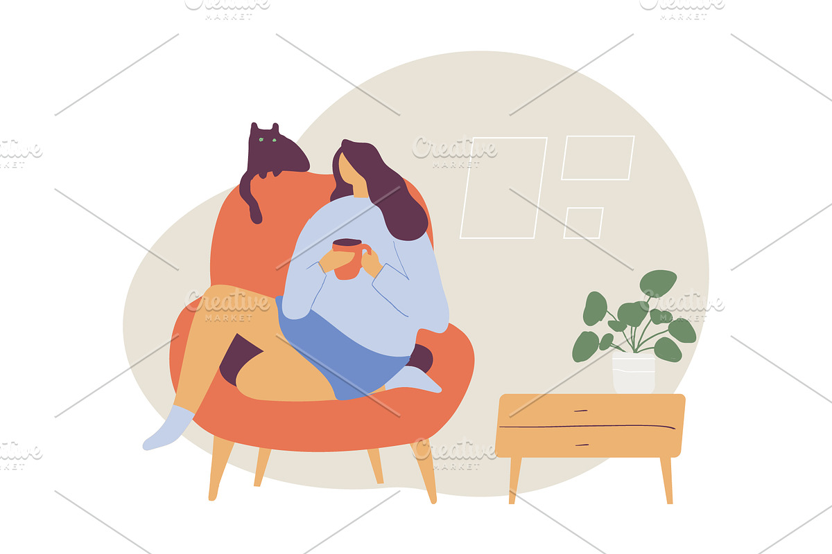 People spending time at home, a Person Illustration by Vector_Art (Photo 4 of 5)