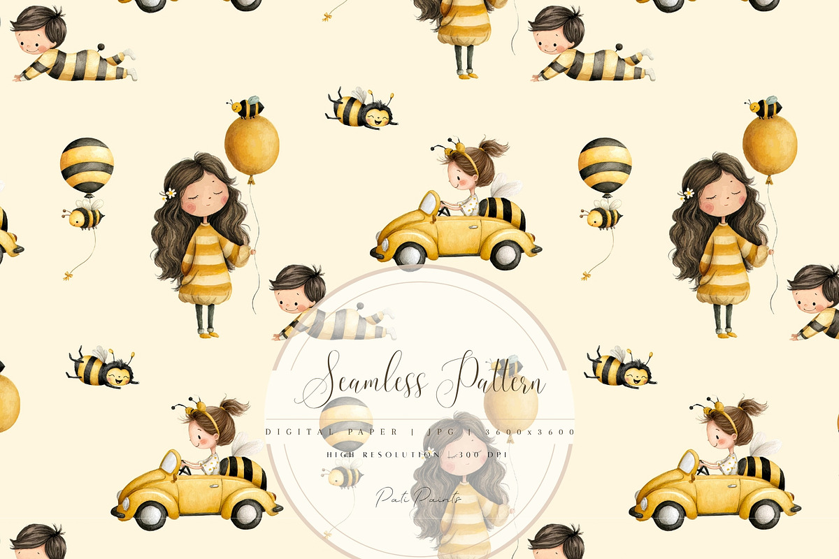 Watercolor Bee Clipart Bundle, an Object Illustration by Pati Paints (Photo 8 of 12)