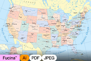 United States Vector Map, a Work Illustration by Fucina™