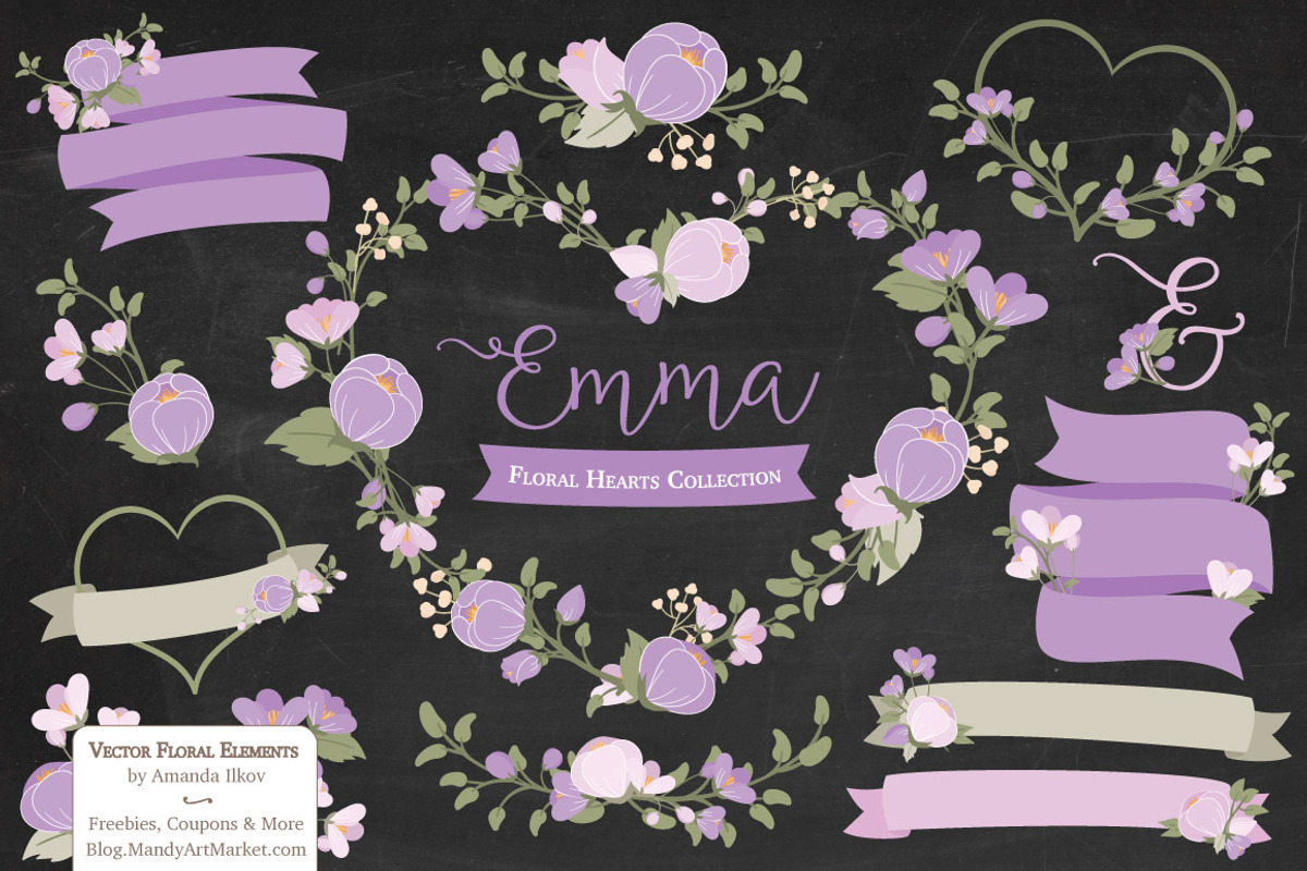 Lavender Flower Heart Clipart, an Illustration by Amanda Ilkov (Photo 2 of 5)