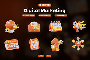 Digital Marketing 3D Icon Pack, an Object Graphic by Artnivora.Std