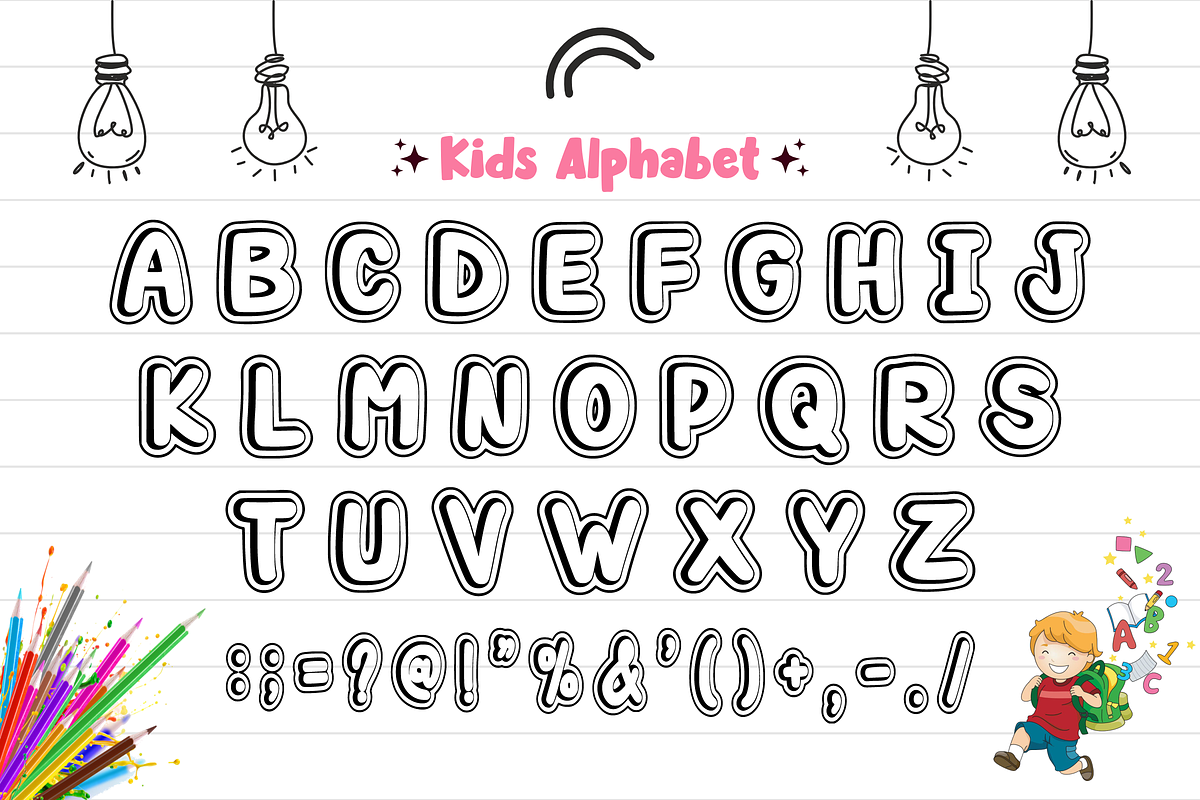 CREATIVE OUTLINE - Outline Font, a Handwritten Font by KiddoGlyphs Studio (Photo 4 of 5)