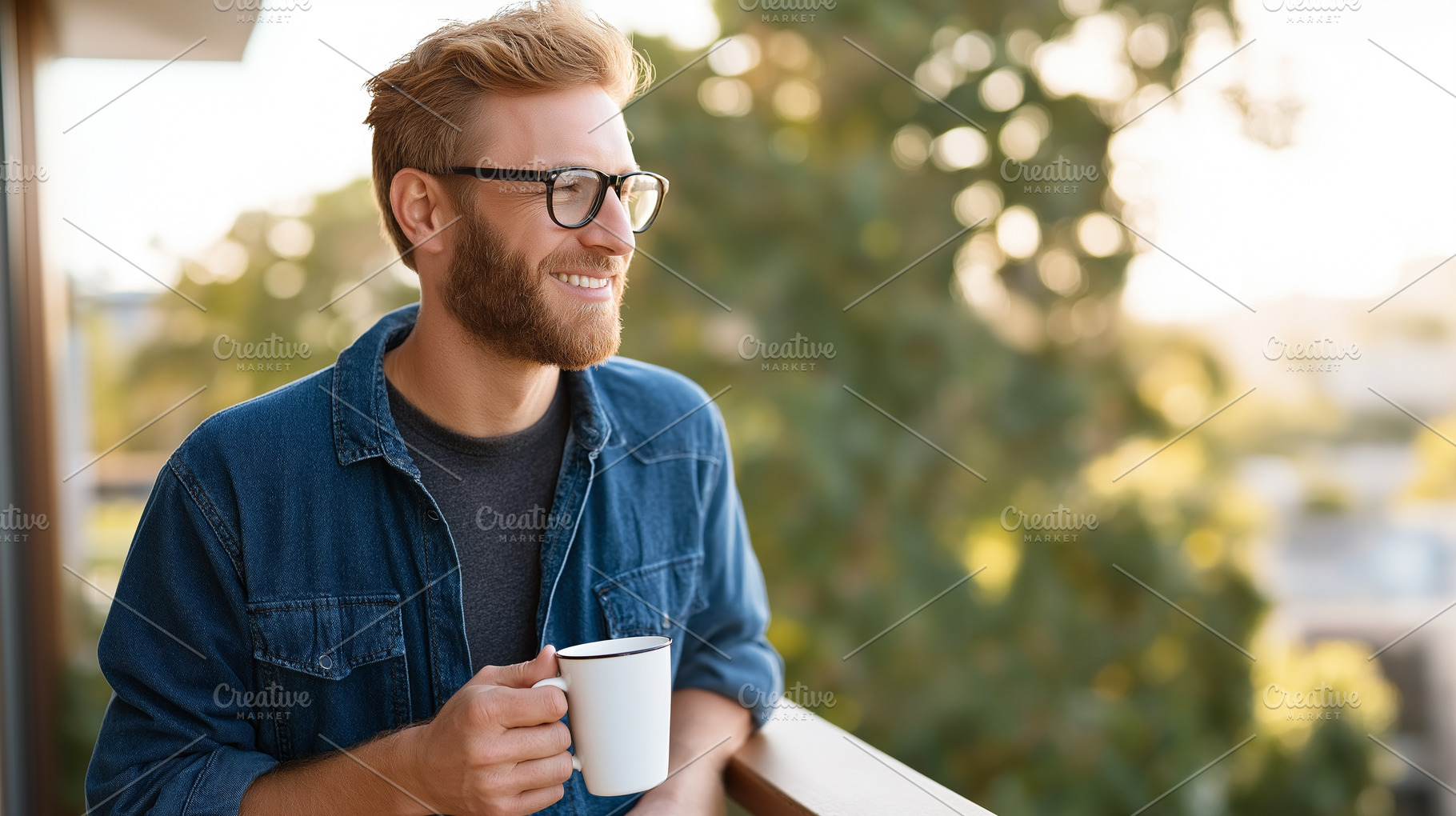 Smiling young man enjoying coffee, a Food & Drink Photo by MistyDay