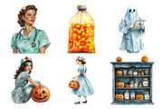 Vintage Halloween Nurse Clipart, an Illustration by Daily.Designs (Thumbnail 4 of 5)
