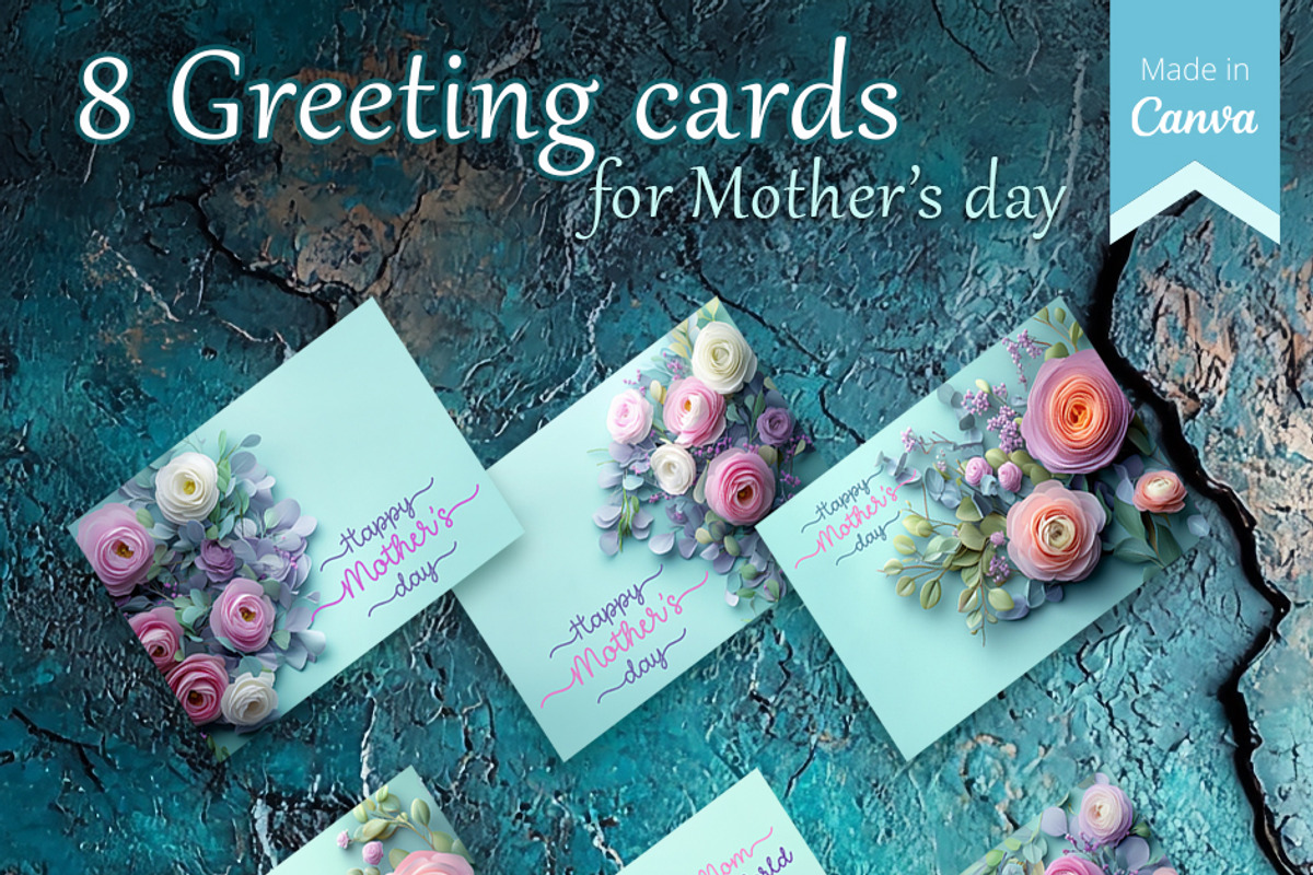 8 Mother's Day Greeting Cards, a Card Template by Lenka_X (Photo 2 of 2)