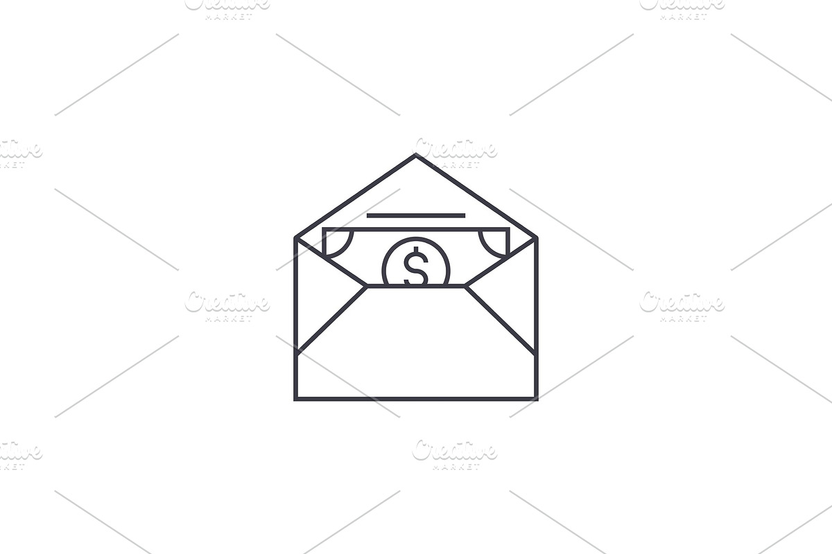 money in an envelope vector line icon, sign, illustration on background, editable strokes, a Finance Illustration by urban icon