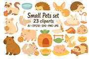 Cute Small Pets Clipart Set, an Animal Illustration by ananastya (Thumbnail 1 of 3)
