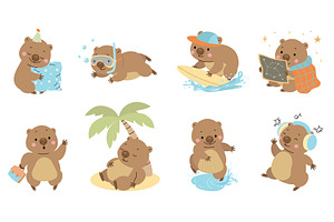 Funny wombat. Adorable cartoon, an Animal Illustration by Valerie Bodnar