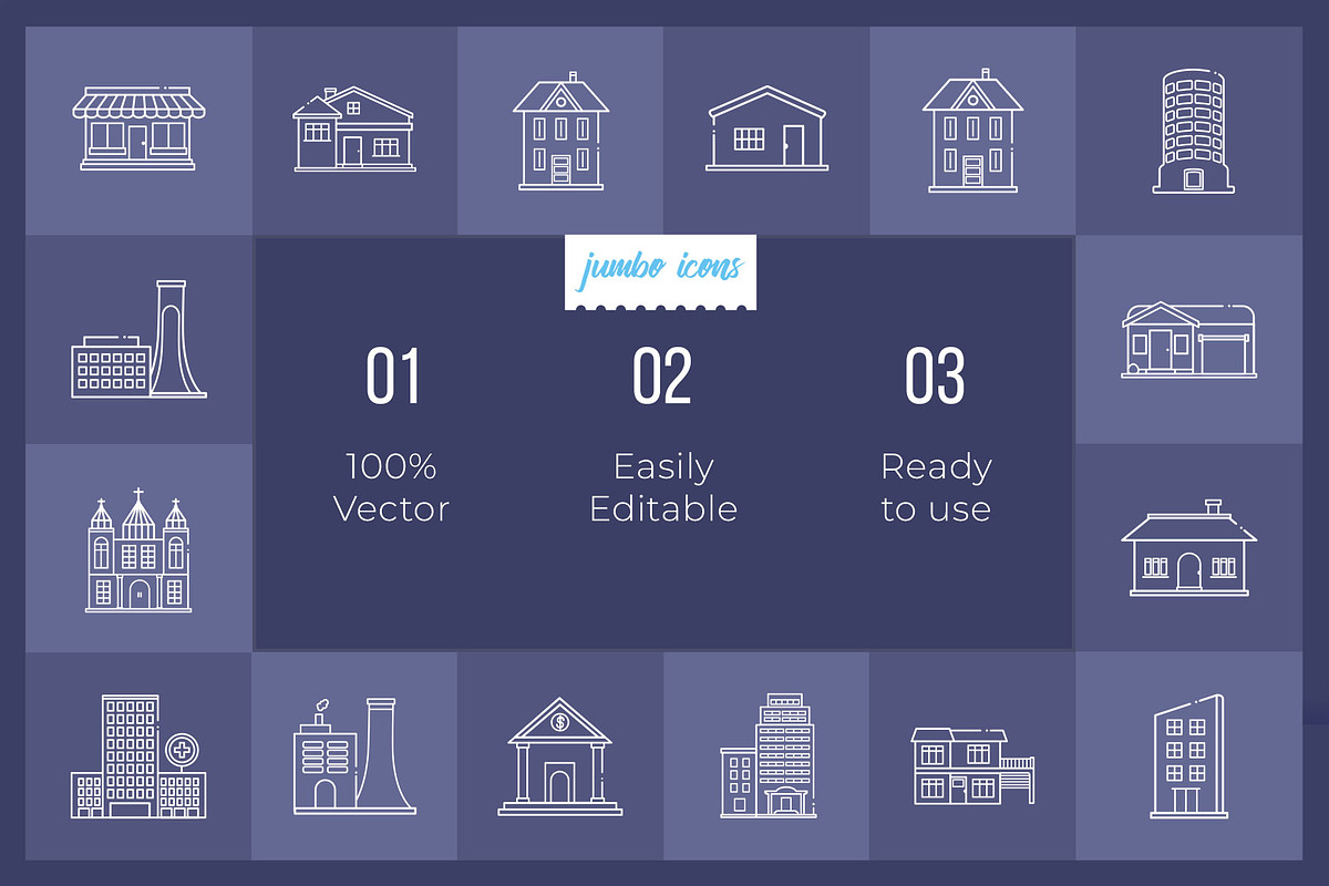 Building Line Vector Icons V2, an Outline Icon by Jumbo Icons (Photo 2 of 5)