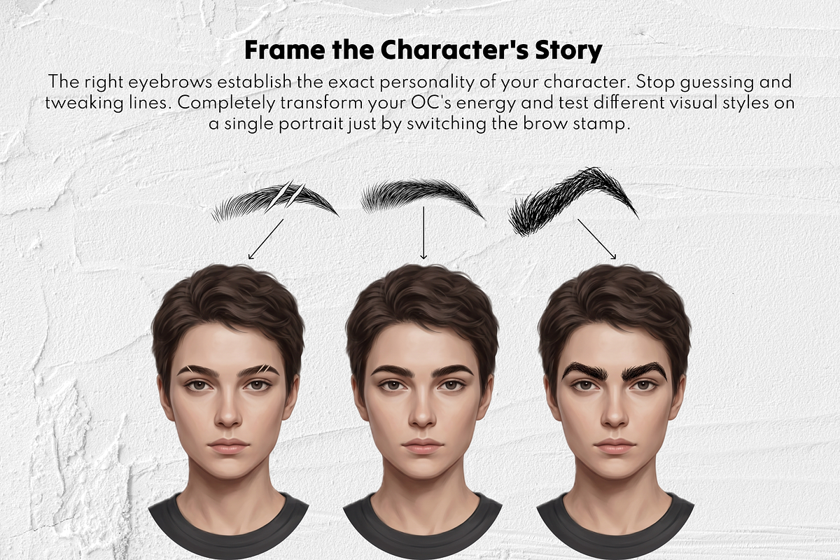 Procreate Eyebrow Stamps, a Brush Add-On by Selentaori Studio (Photo 10 of 12)