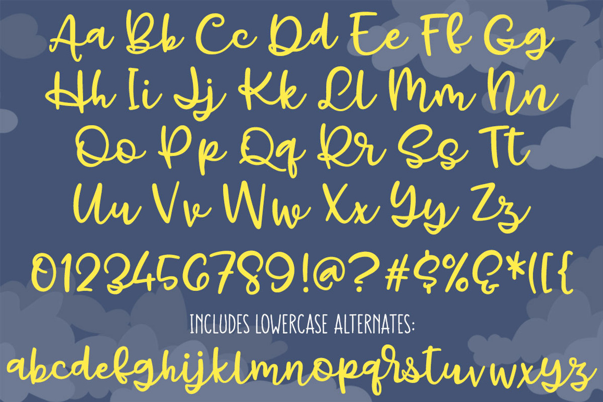 Gray Skies: handwritten script font preview 2