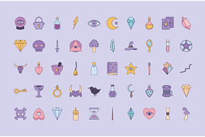 fifty magic icons, an Object Illustration by studiogstock