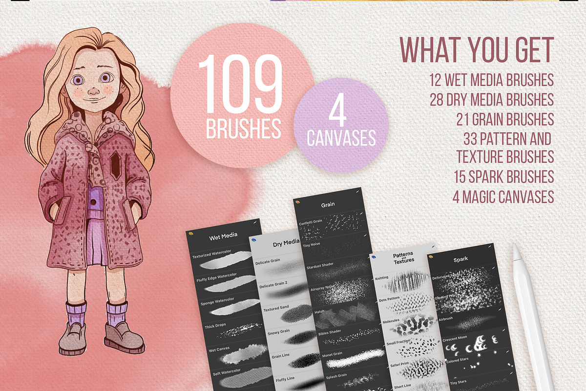 CUTE ILLUSTRATION PROCREATE BRUSHES, a Brush Add-On by AlexandraArt (Photo 2 of 12)