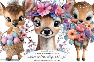 Whimsical Easter Cute Deer Clipart, an Illustration by GatewayDesign