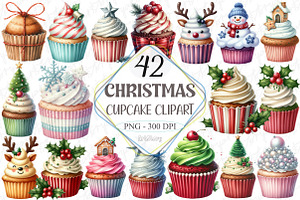 Christmas Cupcake Sublimation Clipar, a Graphic by designcity5