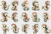 Summer Funny Seahorse Clipart, a Seasonal Illustration by Rose Art (Thumbnail 2 of 6)