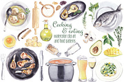 Watercolor cooking & eating clipart, a Food Illustration by Visual Animal (Thumbnail 1 of 9)