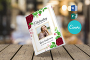 Editable Red Rose Funeral Program, a Brochure Template by SmmrDesign (Thumbnail 1 of 4)
