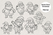 Santa Claus Christmas 15 PNG Set, a Decorative Illustration by LOKSKIH (Thumbnail 1 of 5)