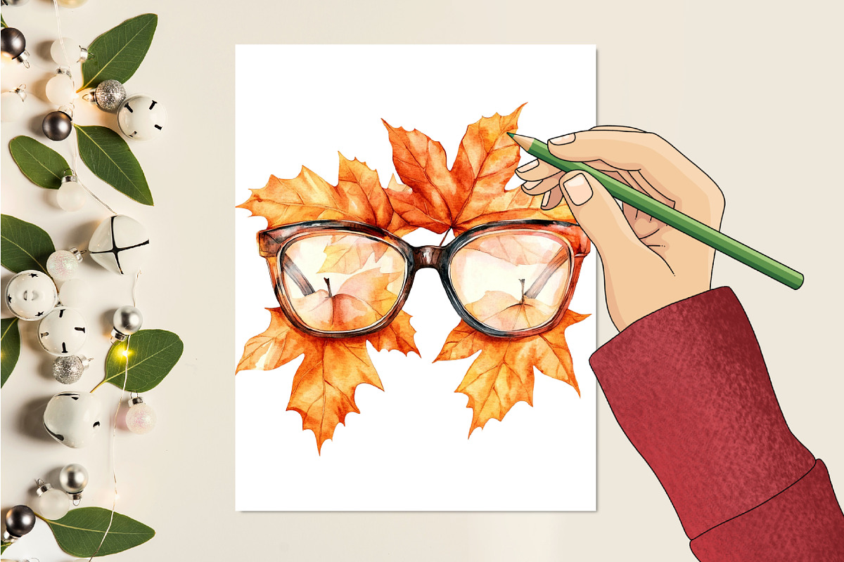 Fall Plaid Bookworm Clipart, a Seasonal Illustration by CitraGraphics (Photo 5 of 6)
