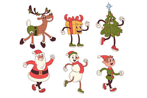 Christmas groovy characters. Xmas, an Object Illustration by Stock-Smart-Start