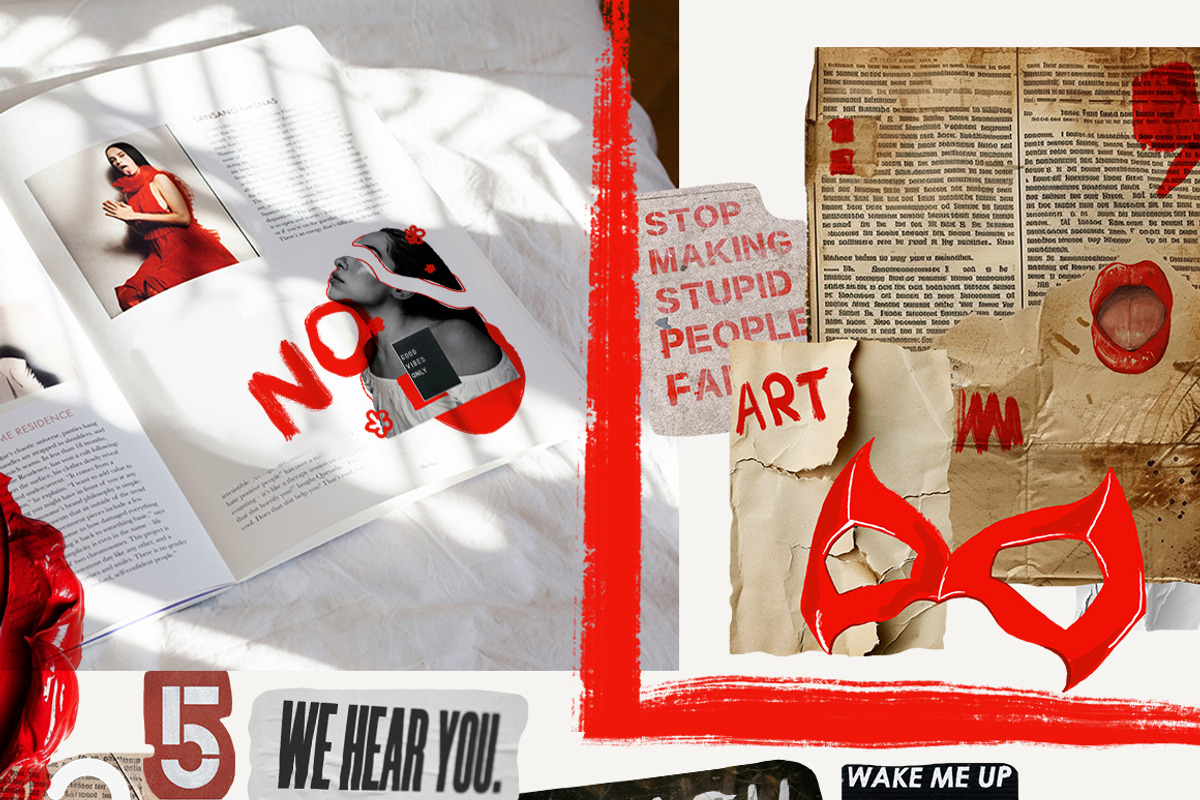 Red collage Cut out Mixed media set, an Object Graphic by 60secondsArt (Photo 9 of 12)