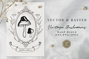 Hand Drawn Vector Vintage Mushrooms, a Decorative Illustration by foxsong (Thumbnail 1 of 12)