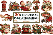 Christmas Post Office Clipart Bundle, a Seasonal Illustration by Colorsfav (Thumbnail 1 of 7)