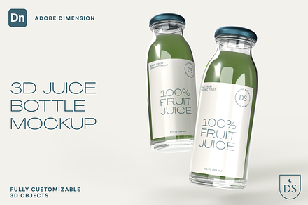 3D Juice Bottle Mockup