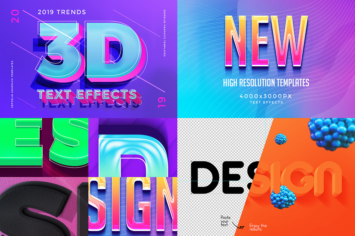 3D Text Effects Bundle Vol.4, a Layer Style Add-On by Graphicdome