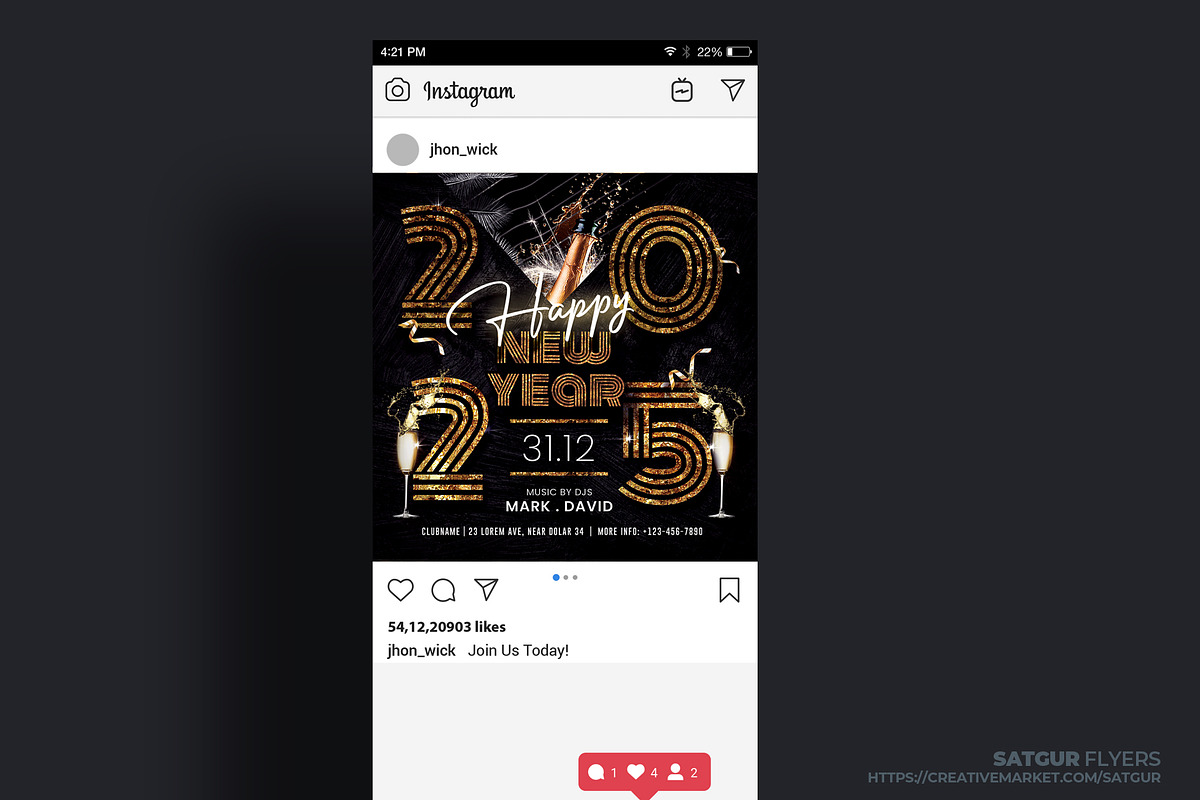 New Year Party Flyer Template, a Flyer Template by Satgur Graphic Design (Photo 2 of 4)