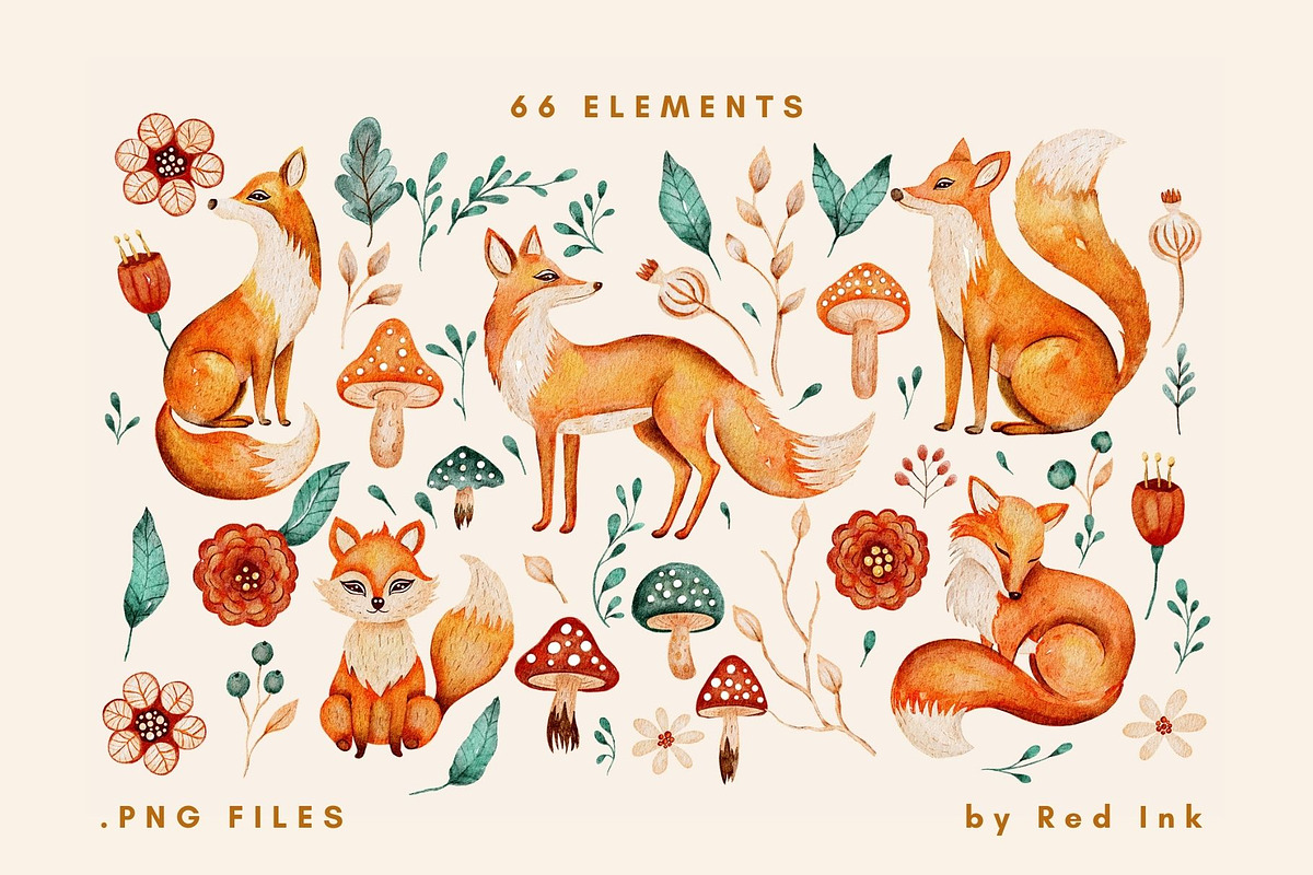 Fox Illustration Fall Watercolor, an Animal Illustration by Red Ink (Photo 3 of 9)