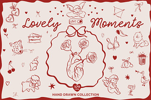 Lovely Moments. Hand Drawn Line Art