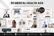 30 Mental Health Static Ad Templates, a Social Media Template by DigiPax (Thumbnail 1 of 10)