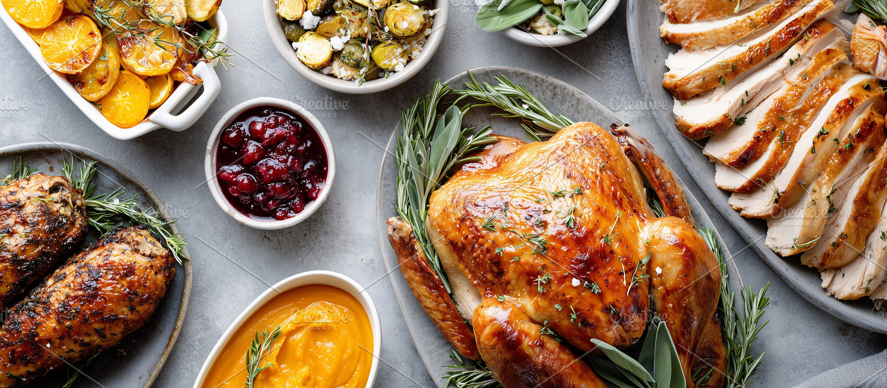 Delicious holiday feast with roasted, a Food & Drink Photo by MistyDay