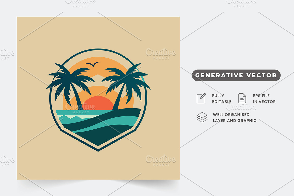A minimalist logo featuring palm tre, a Graphic by Iftikhar Alam