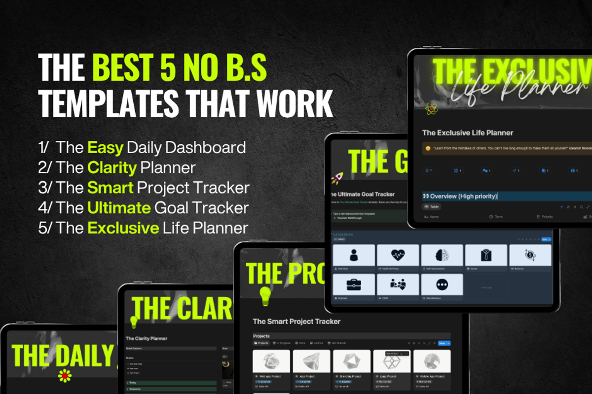 175+ No B.S Premium Notion Bundle, a Templates & Theme by ThePotentialHub (Photo 2 of 8)
