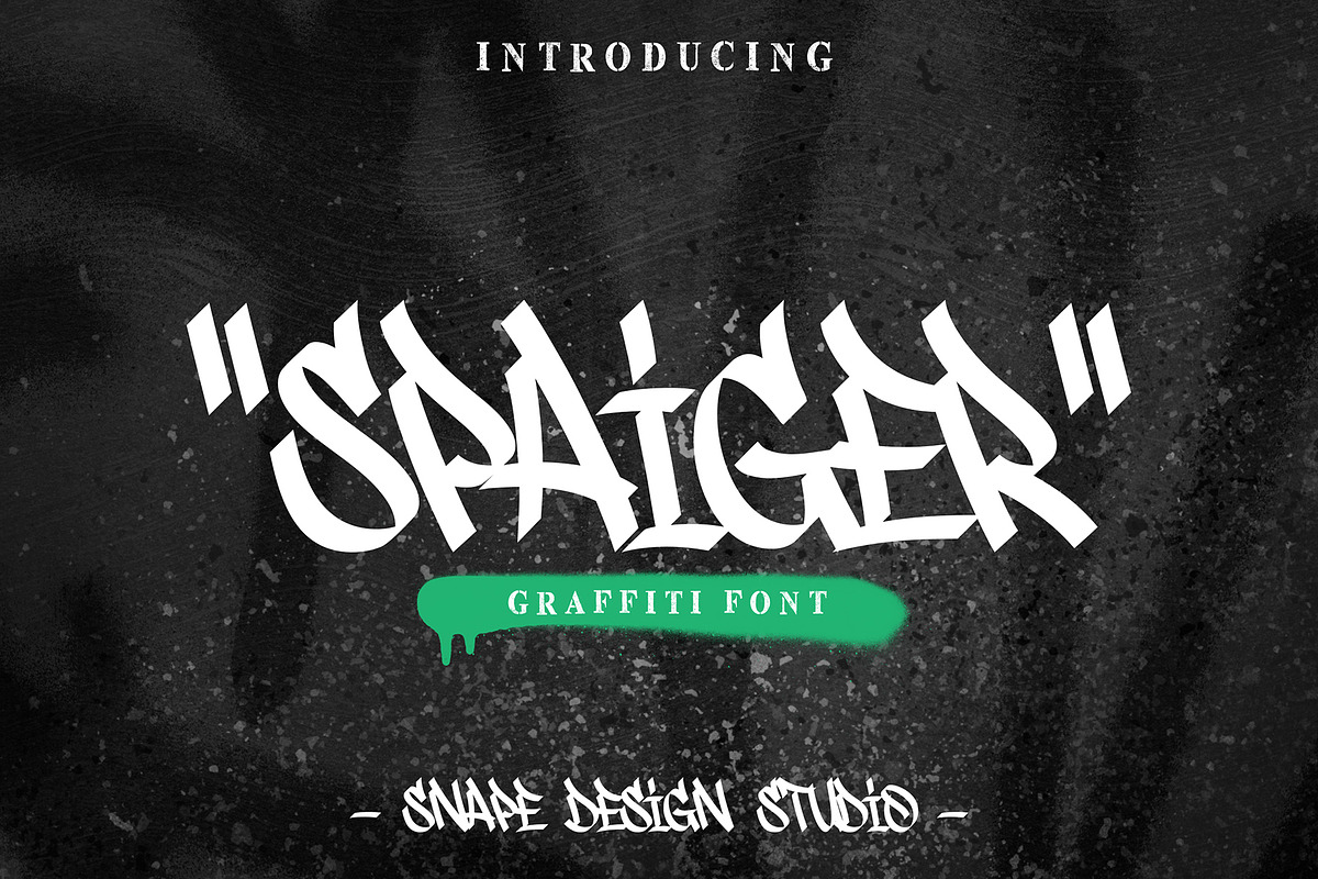 Spaiger - Graffiti Font, a Font by Snape Design Studio (Photo 1 of 5)